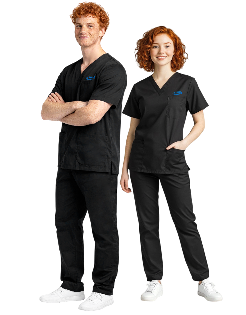Asher Black Unisex Scrub Top