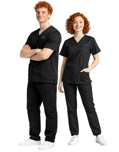 Asher Black Unisex Scrub Top