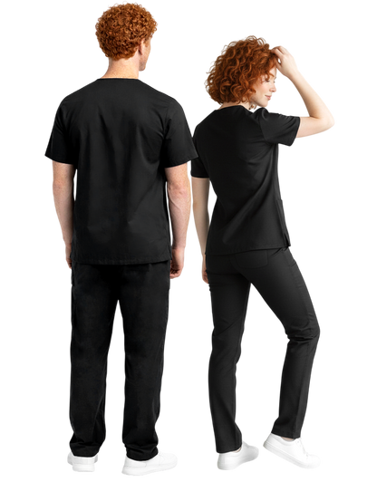 Asher Black Unisex Scrub Top