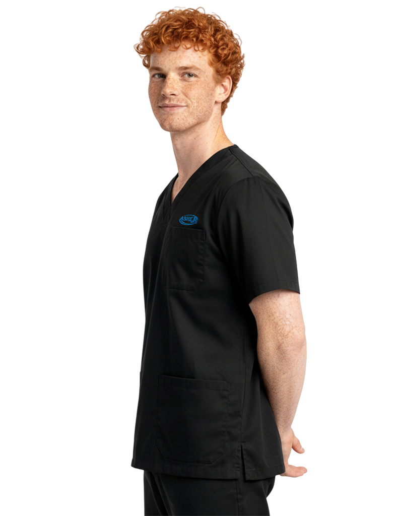 Asher Black Unisex Scrub Top