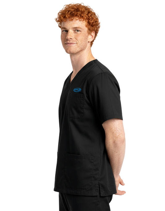 Asher Black Unisex Scrub Top