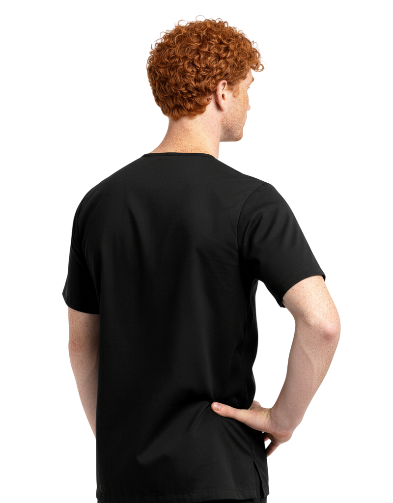 Asher Black Unisex Scrub Top