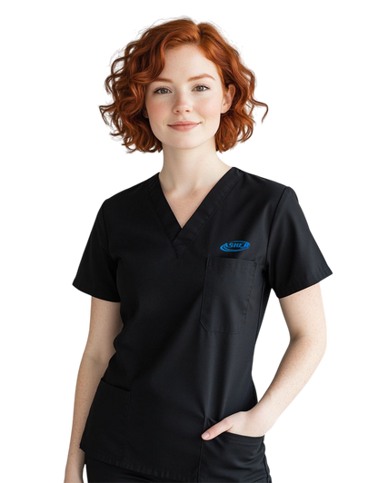 Asher Black Unisex Scrub Top