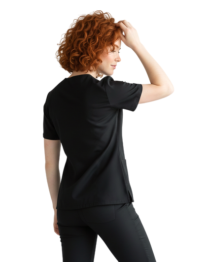 Asher Black Unisex Scrub Top