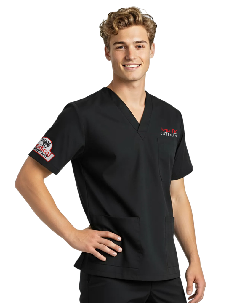 IntelliTec - Black Unisex Scrub Top