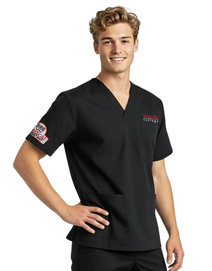 IntelliTec - Black Unisex Scrub Top
