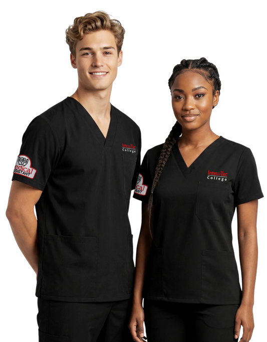 IntelliTec - Black Unisex Scrub Top